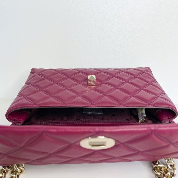 NWT KATE SPADE Natalia Flap Bag Quilted Leather Chain Turn Lock "Blackberry" - Picture 3 of 8